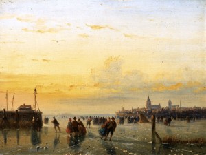 Winter Landscape with Skaters on a Frozen River